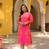 Pink Printed A-Line Kurta