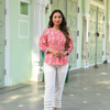 Cotton Pink Printed Pintuck Tunic Top