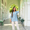 Blue Ikat Printed Tunic Top