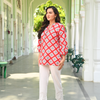Red Ikat Printed Tunic Top