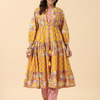 Yellow and Pink Floral Cotton Co-Ord Set With Shrug