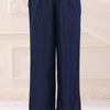 Dark Blue Denim Solid Straight Pant