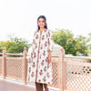 Beige Cotton Dobby Printed A Line Kurta