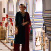 Teal Blue Velvet Embroidered Kurta Pant Set With Dupatta