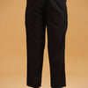 Black Cotton Solid Pintuck Detailed Straight Pant