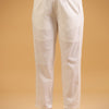 White Cotton Solid Pintuck Detailed Straight Pant