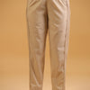 Beige Cotton Solid Pintuck Detailed Straight Pant