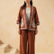 Brown & Grey Cotton embroidered Designer Co-ords set