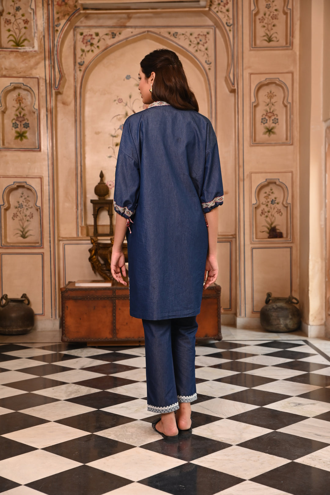 Jeans Shrug Dress Long Denim Dark Blue Shrug Or Jacket – Savi India