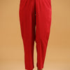 Red Cotton Solid Straight Pant