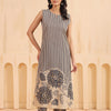 Beige And Blue Cotton Printed Designer Kurta Pant Set