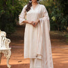 Off-White Cotton Lurex Embroidered Kurta Pant Set with Dupatta