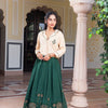 Beige & Green Cotton Embroidered Designer Co-Ord Set