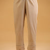 Beige Cotton Pintuck Detailed Pant