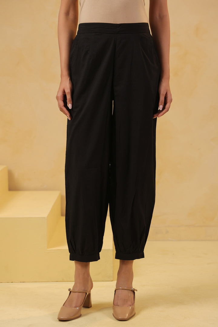 Black cotton Solid Patiala Pant