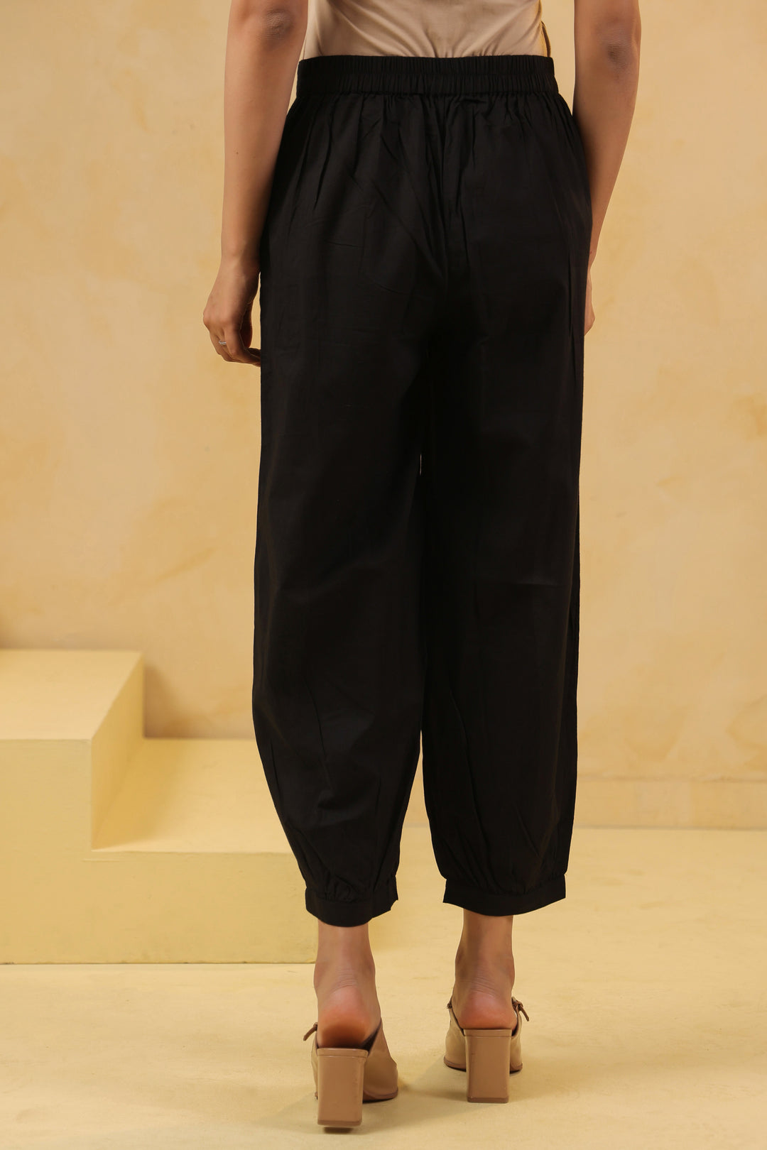 Black cotton Solid Patiala Pant