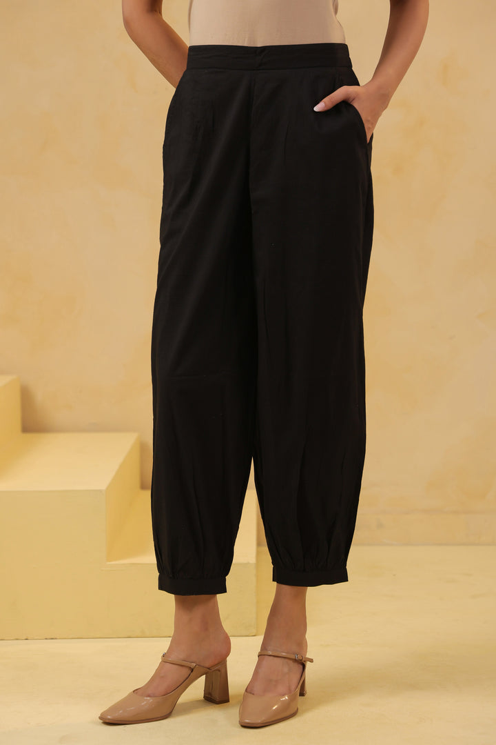 Black cotton Solid Patiala Pant