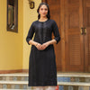 Black Cotton Detailed A Line Detailed Kurta