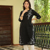 Black Cotton Embroidered Kurta
