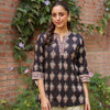 Black Cotton Printed Top