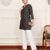 Black Viscose Rayon Printed Short Kurti