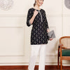 Black Viscose Printed Tunic Top