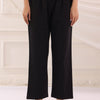 Black Cotton Solid Relaxed Fit Pant