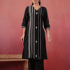 Black Cotton Embroidered Kurta Pant Set