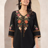 Black Cotton Embroidered Designer Top
