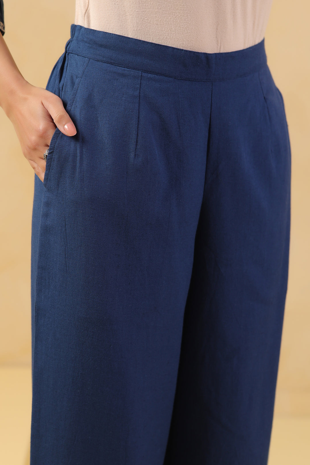 Blue Cotton Flex Embroidered Designer Co-Ords Set