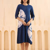 Blue Cotton Flex Tie Dye Designer A-Line Dress