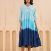 Sky Blue Cotton Dobby Ombre Dress
