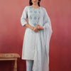 Sky Blue Embroidered Designer Kurta Pant With Dupatta Set