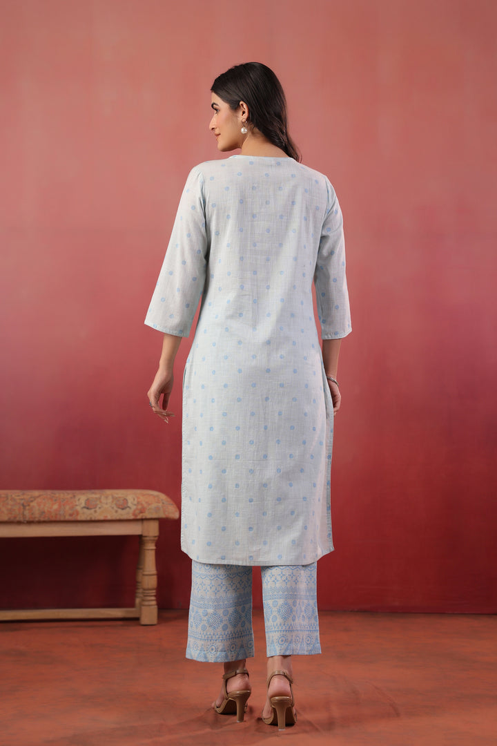 Sky Blue Embroidered Designer Kurta Pant With Dupatta Set
