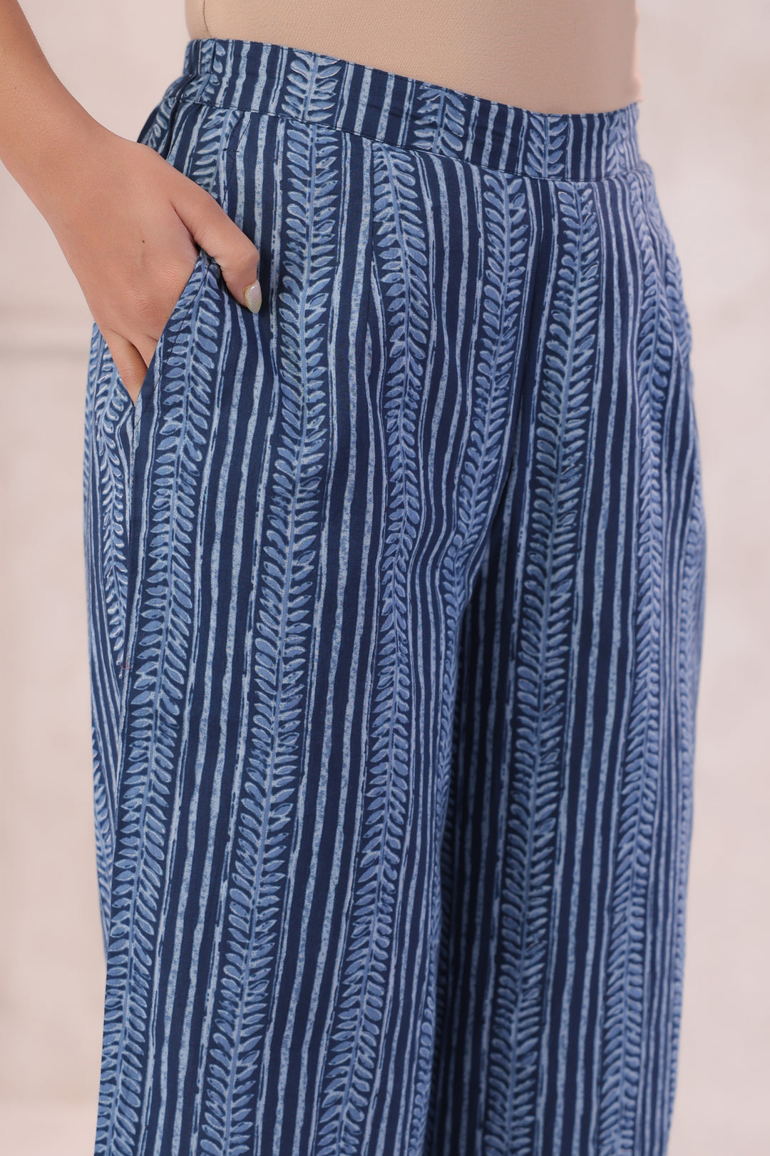 Blue Cotton Printed Designer Kurta Pant With Dupatta Set