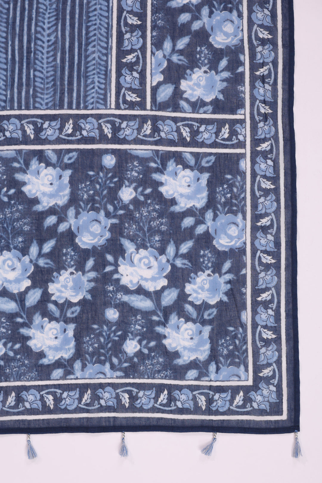 Blue Cotton Printed Designer Kurta Pant With Dupatta Set