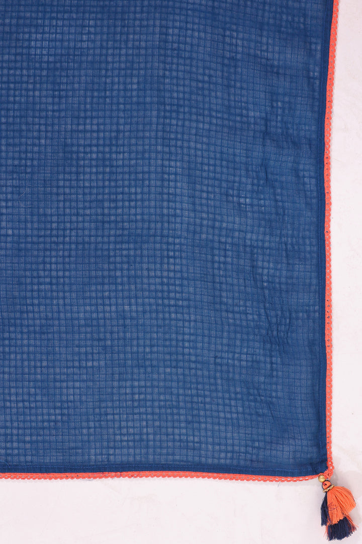Blue Cotton Flex Embroidered Designer Kurta Pant With Dupatta Set