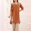 Brown Cotton Embroidered Designer Co Ords Set
