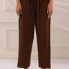 Brown Cotton Solid Pant