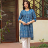 Blue Cotton Printed Relax Kurta