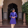 Blue Cotton Detailed High-Low Kurta