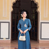 Blue Cotton Embroidered Kurta