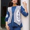 White Denim Blue Embroidered Jacket