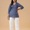 Blue Cotton Floral Printed Top