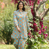 Blue Cotton Shirt Collar Kurta Co-Ord Set