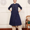 Blue Cotton Yarn dyed Detailed Kurta