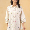 Off White Cotton Embroidered Shirt Top