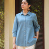 Blue Denim Embroidered Shirt Top
