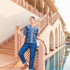 Blue Denim Embroidered Straight Fit Top