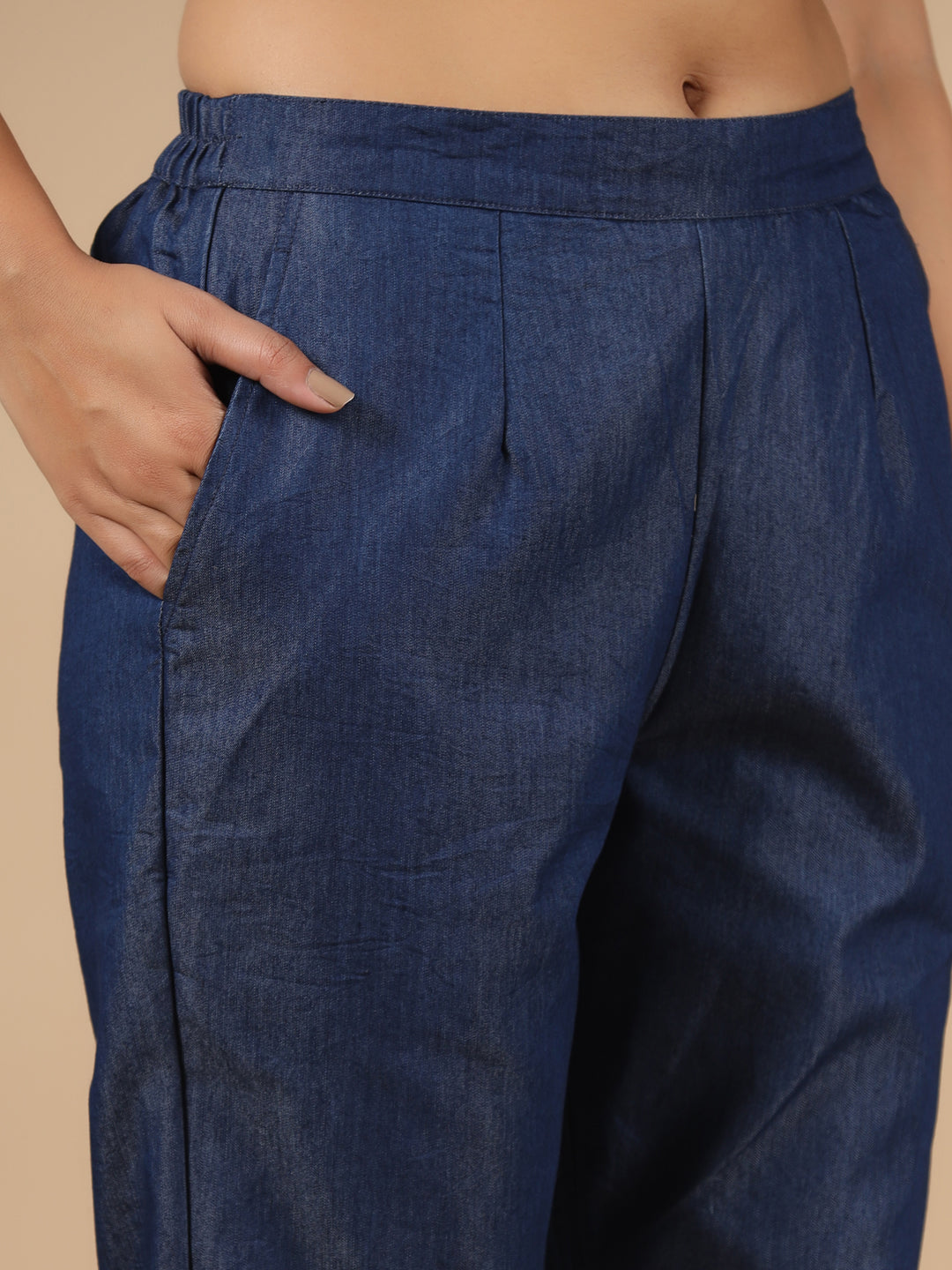 Denim Embroidered Straight Pant